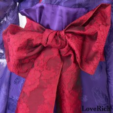 画像13: 【高級ライン】【2点セット】透け花柄 オフショル ミニ 豪華 帯 花魁 着物 ドレス コスプレ ハロウィン キャバドレス (13)