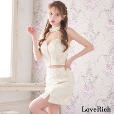 画像2: 【SMLサイズ】花柄 ツイード ホルターネック セットアップ セクシー ミニドレス キャバドレス  (2)