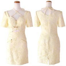 画像14: 【SMLサイズ/3カラー】クロスネック ジップ ウエストカット タイト ミニドレス キャバドレス  (14)