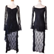 画像21: 【SMサイズ/2カラー】エレガントレース マーメイドテール 美脚 美胸 ロングドレス キャバドレス (21)