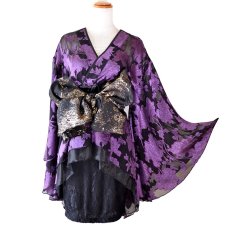 画像13: 送料無料！【高級ライン】【2点セット】雅艶 花柄 シフォン レース ミニ 豪華 帯 花魁 着物 ドレス コスプレ ハロウィン キャバドレス (13)