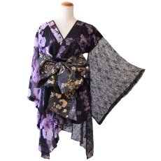 画像13: 【高級ライン】【2点セット】艶花スパンコールレース 花柄 シフォン ミニ 豪華 帯 花魁 着物 ドレス コスプレ ハロウィン キャバドレス (13)