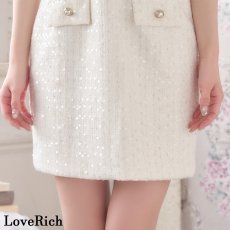画像14: 【SMサイズ/3カラー】スパンコール ツイード パールボタン タイト 美胸 美脚 ミニドレス キャバドレス  (14)