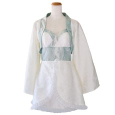 画像12: 【高級ライン】【SML/3点セット】淡雪 ミント ボレロ ミニ 豪華 帯 花魁 着物 ドレス コスプレ ハロウィン キャバドレス (12)