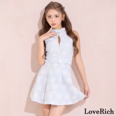 画像2: 【SMLサイズ】花柄 ビジュー ハイネック セットアップ ミニドレス キャバドレス  (2)