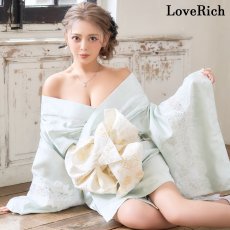 画像1: 【高級ライン】【2点セット】レーススリーブ 光沢花柄 帯 花魁 着物 ドレス コスプレ ハロウィン キャバドレス (1)