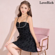 画像8: 【SMLサイズ】ビジュー ショルダー フロントジップ セットアップ フレアスカート リボン ミニドレス キャバドレス  (8)