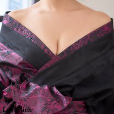 画像15: 【高級ライン】【2点セット】蝶影 花柄 蝶々 ジャガード アシンメトリー 豪華 帯 花魁 着物 ドレス コスプレ ハロウィン キャバドレス (15)