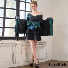 画像9: 【高級ライン】【2点セット】蝶影 花柄 蝶々 ジャガード アシンメトリー 豪華 帯 花魁 着物 ドレス コスプレ ハロウィン キャバドレス (9)