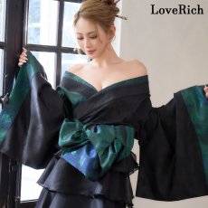 画像8: 【高級ライン】【2点セット】蝶影 花柄 蝶々 ジャガード アシンメトリー 豪華 帯 花魁 着物 ドレス コスプレ ハロウィン キャバドレス (8)