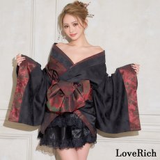 画像4: 【高級ライン】【2点セット】蝶影 花柄 蝶々 ジャガード アシンメトリー 豪華 帯 花魁 着物 ドレス コスプレ ハロウィン キャバドレス (4)