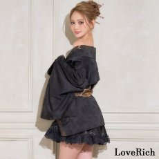 画像18: 【高級ライン】【2点セット】蝶影 花柄 蝶々 ジャガード アシンメトリー 豪華 帯 花魁 着物 ドレス コスプレ ハロウィン キャバドレス (18)