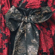 画像12: 送料無料！【高級ライン】【2点セット】艶花 アシンメトリー 和柄 花柄 豪華 帯 花魁 着物 ドレス コスプレ イベント ハロウィン (12)