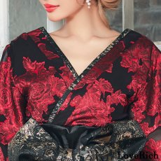 画像11: 送料無料！【高級ライン】【2点セット】艶花 アシンメトリー 和柄 花柄 豪華 帯 花魁 着物 ドレス コスプレ イベント ハロウィン (11)