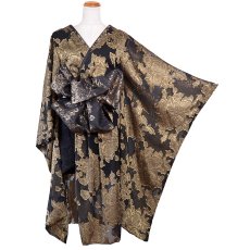 画像19: 送料無料！【高級ライン】【2点セット】艶花 アシンメトリー 和柄 花柄 豪華 帯 花魁 着物 ドレス コスプレ イベント ハロウィン (19)