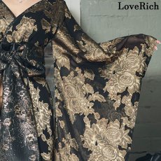 画像15: 送料無料！【高級ライン】【2点セット】艶花 アシンメトリー 和柄 花柄 豪華 帯 花魁 着物 ドレス コスプレ イベント ハロウィン (15)