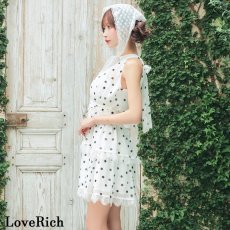 画像15: 【SMLサイズ】ドット ティアードスカート レース リボン ミニドレス キャバドレス  (15)