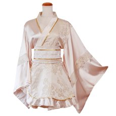 画像17: 【2点セット/3カラー】花霞 ジャガード フリル ミニ 豪華 帯 リボン 花魁 着物 ドレス コスプレ イベント ハロウィン (17)