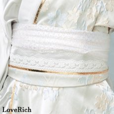 画像14: 【2点セット/3カラー】花霞 ジャガード フリル ミニ 豪華 帯 リボン 花魁 着物 ドレス コスプレ イベント ハロウィン (14)