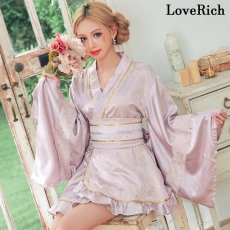 画像9: 【2点セット/3カラー】花霞 ジャガード フリル ミニ 豪華 帯 リボン 花魁 着物 ドレス コスプレ イベント ハロウィン (9)