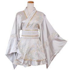 画像18: 【2点セット/3カラー】花霞 ジャガード フリル ミニ 豪華 帯 リボン 花魁 着物 ドレス コスプレ イベント ハロウィン (18)