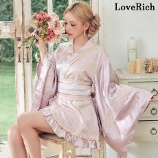 画像11: 【2点セット/3カラー】花霞 ジャガード フリル ミニ 豪華 帯 リボン 花魁 着物 ドレス コスプレ イベント ハロウィン (11)