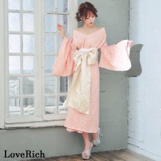 画像15: 【4カラー/2点セット】総レース 浴衣風 帯 ロング 浴衣風 豪華 花魁 着物 ドレス コスプレ イベント ハロウィン キャバドレス (15)