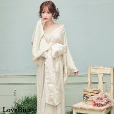 画像4: 【4カラー/2点セット】総レース 浴衣風 帯 ロング 浴衣風 豪華 花魁 着物 ドレス コスプレ イベント ハロウィン キャバドレス (4)