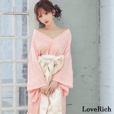 画像16: 【4カラー/2点セット】総レース 浴衣風 帯 ロング 浴衣風 豪華 花魁 着物 ドレス コスプレ イベント ハロウィン キャバドレス (16)