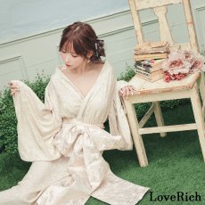 画像6: 【4カラー/2点セット】総レース 浴衣風 帯 ロング 浴衣風 豪華 花魁 着物 ドレス コスプレ イベント ハロウィン キャバドレス (6)