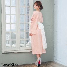 画像26: 【4カラー/2点セット】総レース 浴衣風 帯 ロング 浴衣風 豪華 花魁 着物 ドレス コスプレ イベント ハロウィン キャバドレス (26)