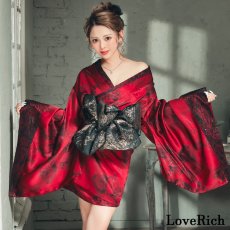 画像9: 【高級ライン】【2点セット/3カラー】花柄 煌めくレース 豪華 帯 花魁 着物 ドレス コスプレ ハロウィン キャバドレス (9)