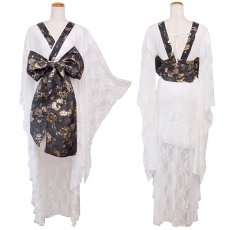 画像21: 【高級ライン】【2カラー/2点セット】総レース ロングテール 和柄 豪華 帯 花魁 着物 ドレス コスプレ ハロウィン キャバドレス (21)