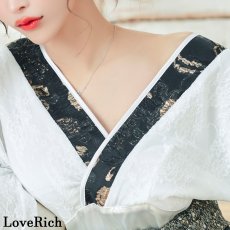 画像14: 【高級ライン】【2カラー/2点セット】総レース ロングテール 和柄 豪華 帯 花魁 着物 ドレス コスプレ ハロウィン キャバドレス (14)