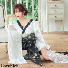 画像1: 【高級ライン】【2カラー/2点セット】総レース ロングテール 和柄 豪華 帯 花魁 着物 ドレス コスプレ ハロウィン キャバドレス (1)