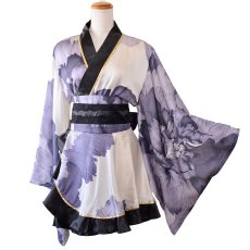 画像20: 【2点セット/3カラー】花柄 フリル ミニ 豪華 帯 リボン 花魁 着物 ドレス コスプレ イベント ハロウィン (20)