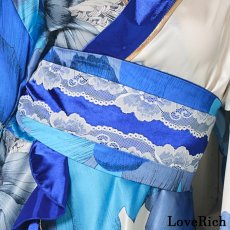 画像15: 【2点セット/3カラー】花柄 フリル ミニ 豪華 帯 リボン 花魁 着物 ドレス コスプレ イベント ハロウィン (15)
