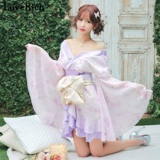 画像6: 送料無料！【高級ライン】【2点セット】ふんわり花柄 豪華 帯 花魁 着物 ドレス コスプレ イベント ハロウィン (6)