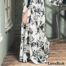 画像9: 【高級ライン】【2点セット】墨花 和モダン 花柄 ロング 豪華 帯 花魁 着物 ドレス コスプレ ハロウィン キャバドレス (9)
