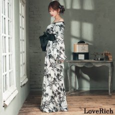 画像10: 【高級ライン】【2点セット】墨花 和モダン 花柄 ロング 豪華 帯 花魁 着物 ドレス コスプレ ハロウィン キャバドレス (10)