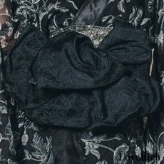 画像10: 【2点セット/2カラー】花柄 シフォン オフショル ミニ 豪華 帯 花魁 着物 ドレス コスプレ ハロウィン キャバドレス (10)
