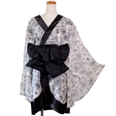 画像14: 【2点セット/2カラー】花柄 シフォン オフショル ミニ 豪華 帯 花魁 着物 ドレス コスプレ ハロウィン キャバドレス (14)