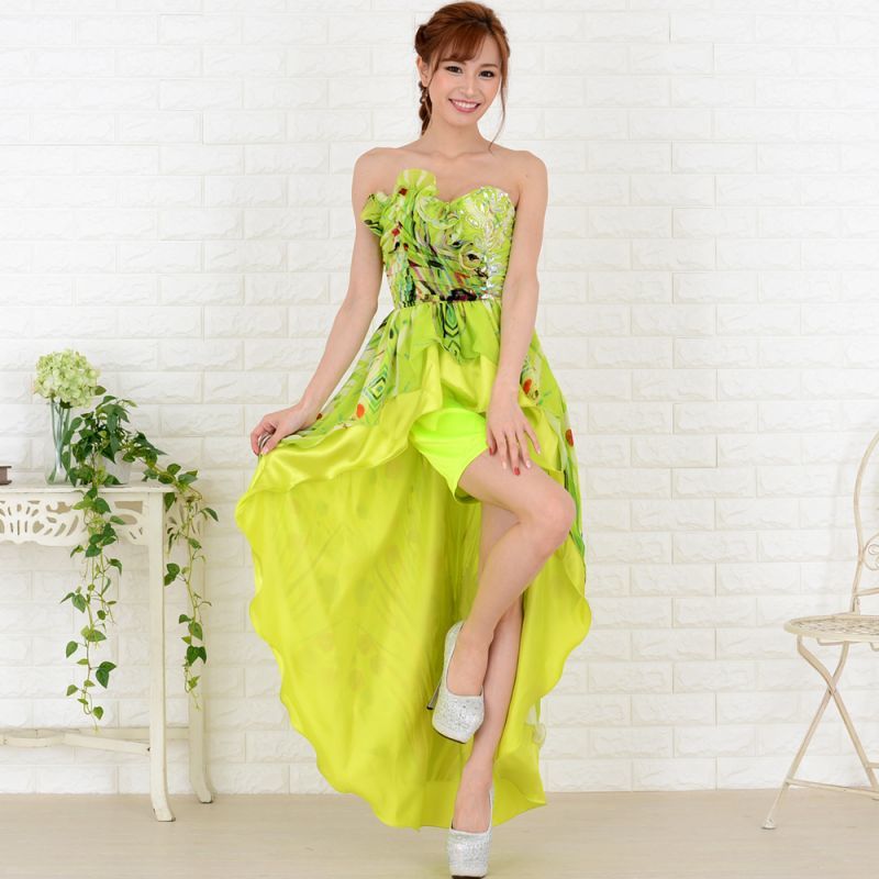 胸元ビジューテールカットロングドレス パーティードレス キャバドレス