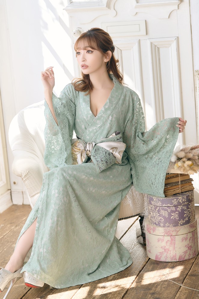 売れ筋アイテムラン 総レース ロング 浴衣風 豪華 花魁 着物 ドレス