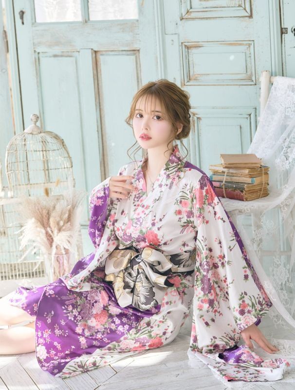 【3カラー/2点セット】バイカラー 花柄 和柄 ツートン 豪華 帯 花魁 【3カラー/2点セット】バイカラー 花柄 和柄 ツートン 豪華 帯 花魁